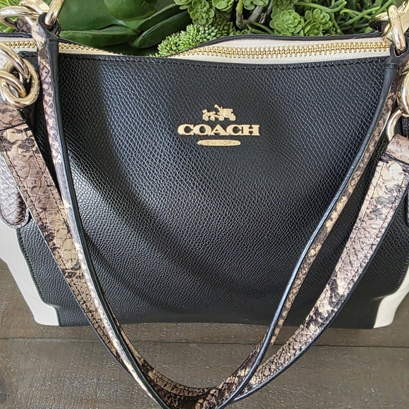 Coach Large Colorbock Leather Ava Tote With Snakeskin Embossed Handles - Picture 3 of 11